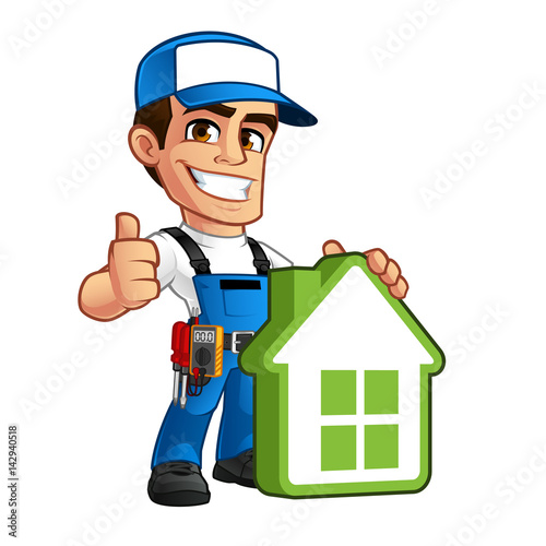 Vector illustration of an electrician, he wears work clothes
