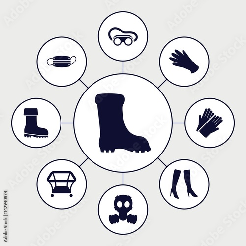 Set of 9 protective filled icons