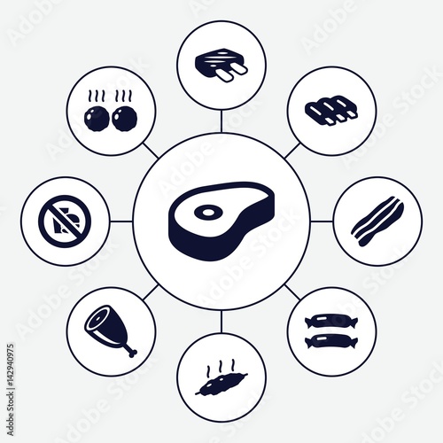 Set of 9 fat filled icons