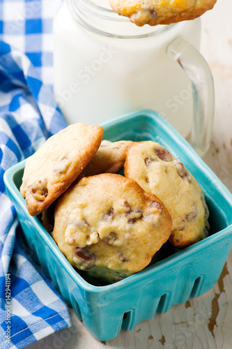 pecan and chocolate  cookies.style rustic photo