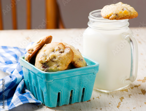 pecan and chocolate  cookies.style rustic photo