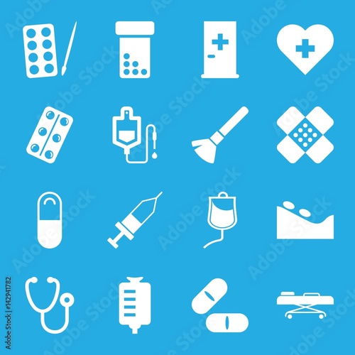 Set of 16 treatment filled icons