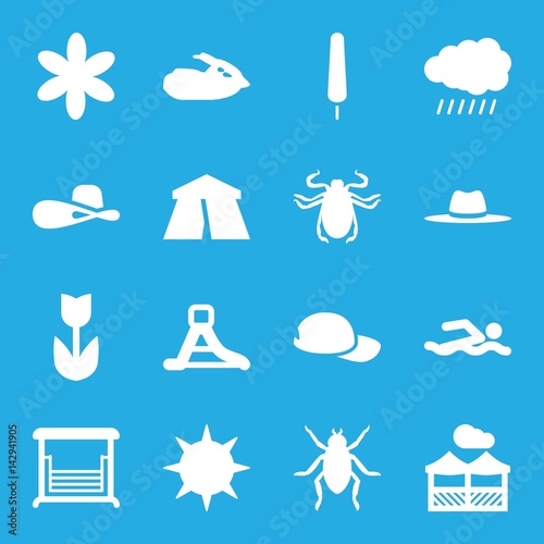 Set of 16 summer filled icons