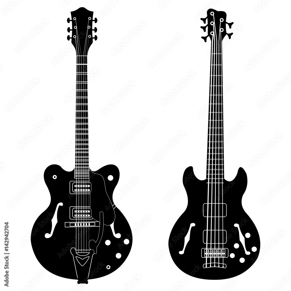 Obraz premium Set of isolated vector guitars