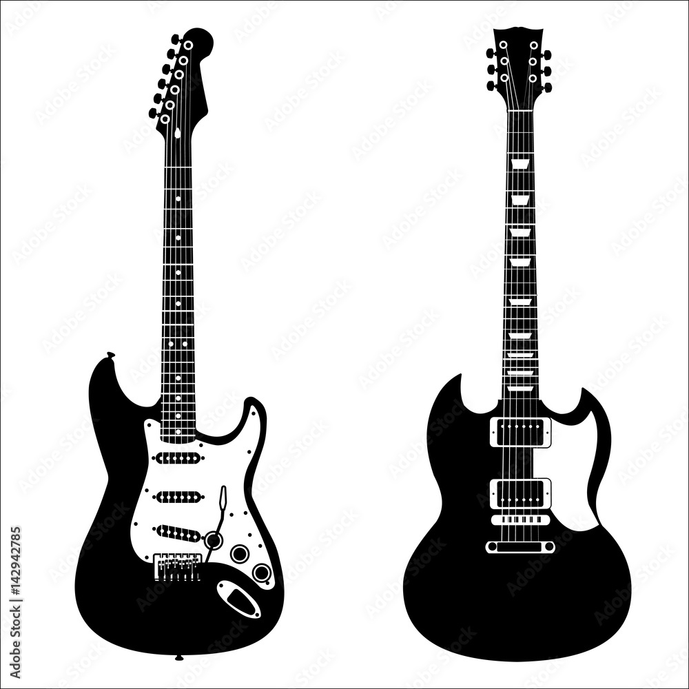 Obraz premium Set of isolated vector guitars