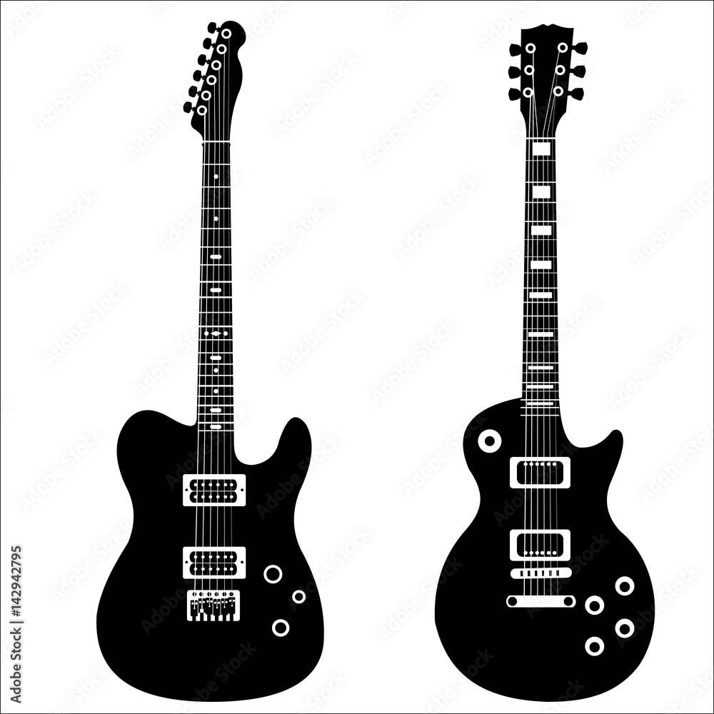 Obraz premium Set of isolated vector guitars