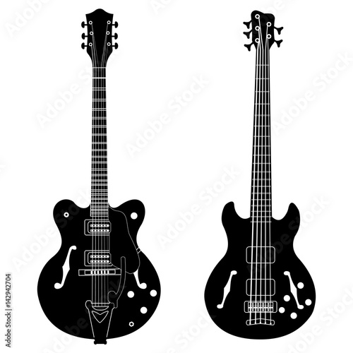 Set of isolated vector guitars