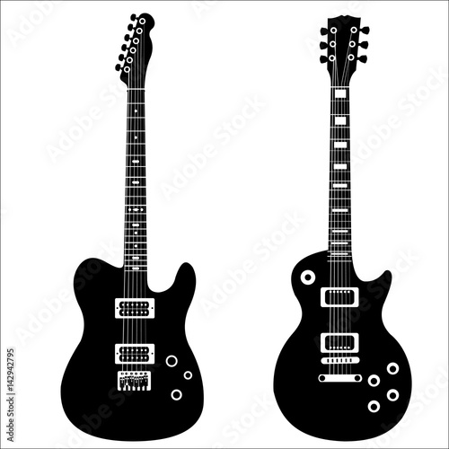 Set of isolated vector guitars