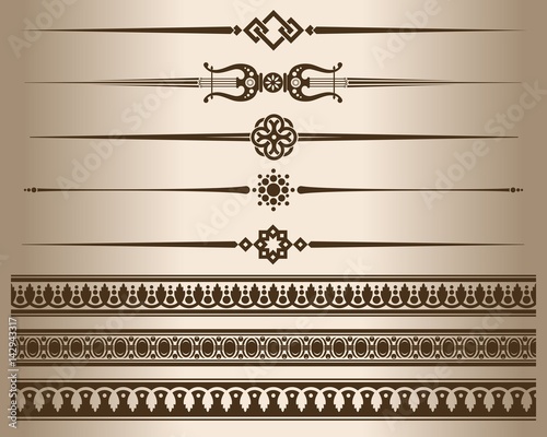 Decorative elements. Design elements - decorative line dividers and ornaments. Vector illustration. 