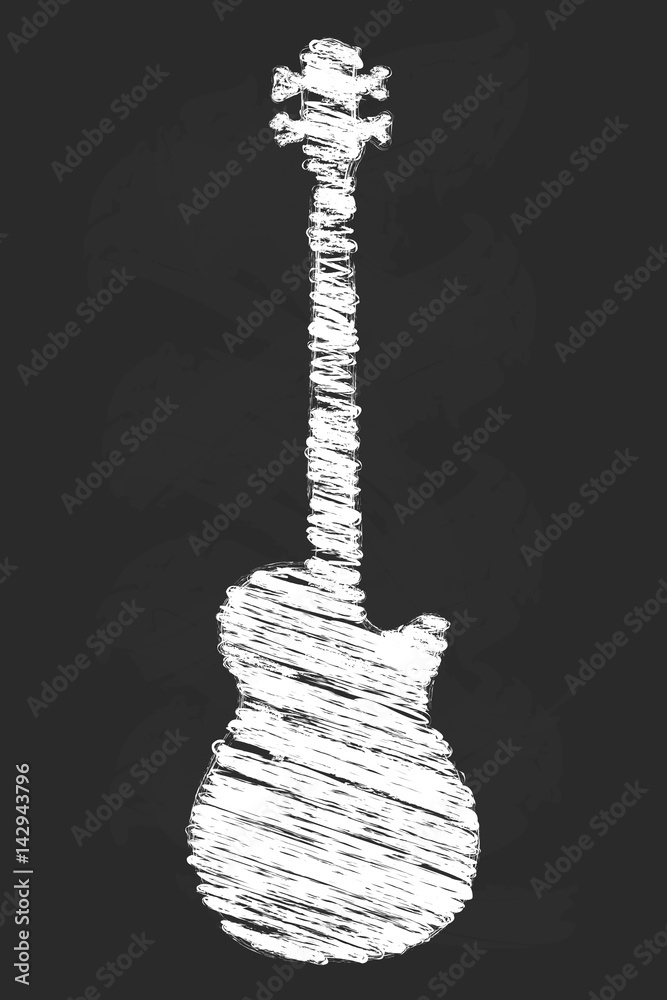Fototapeta premium Chalk art bass guitar vector illustration