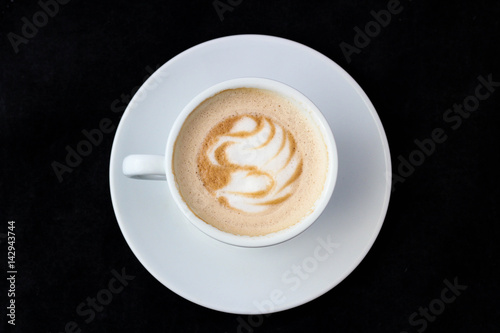 Cup of espresso and cappuccino and coffee beans for menu and background with love