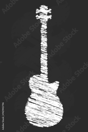 Chalk art bass guitar vector illustration