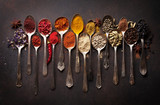 Various spices spoons