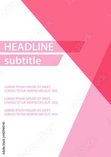 Pink poster template. Vector illustration.