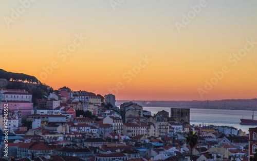 Colourful sunrise in Lisbon, Portugal