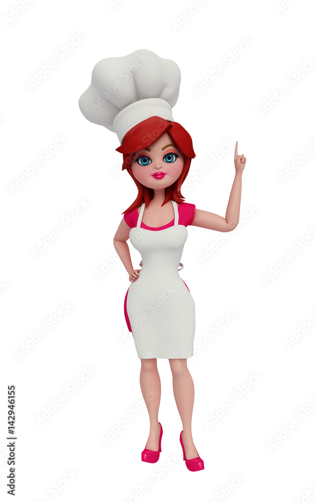 3d chef with pointing pose. 3d chef with pointing pose.