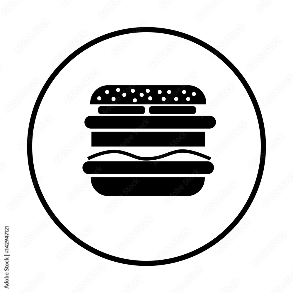 Silhoug a burger. Advertising food court and delivery. Isolated on white