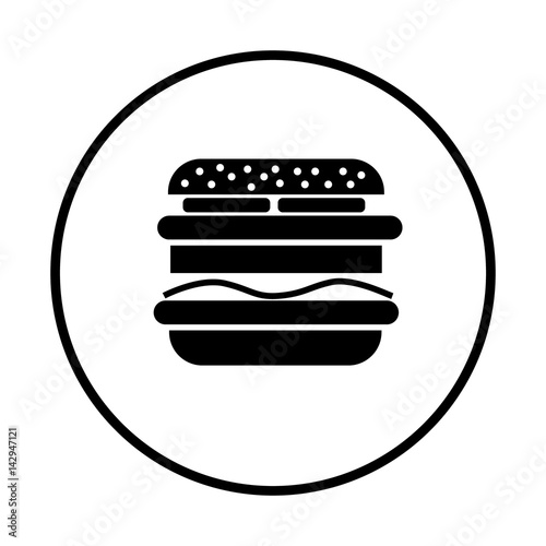Silhoug a burger. Advertising food court and delivery. Isolated on white