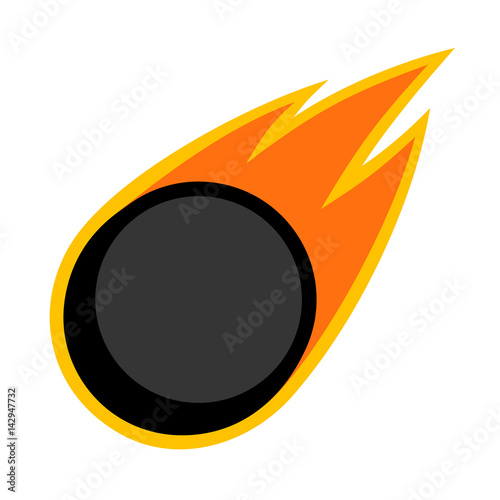 Ice hockey winter sport comet fire tail flying puck logo