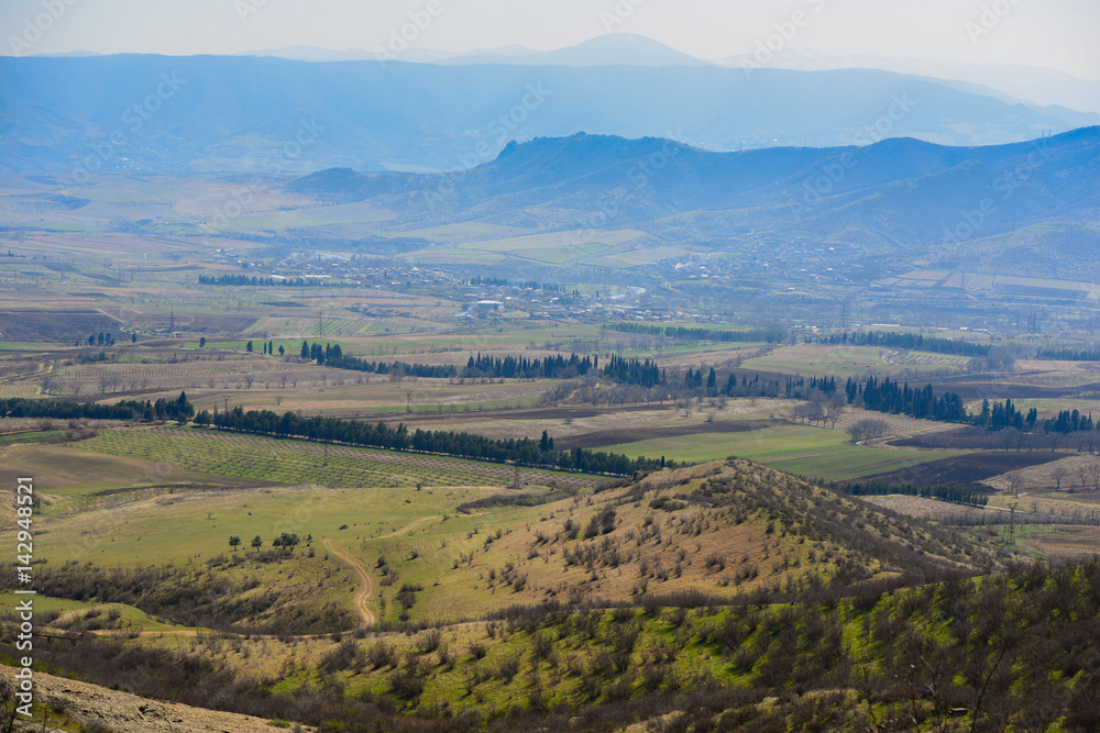 Scenic landscape with trees and mountains, Armenia