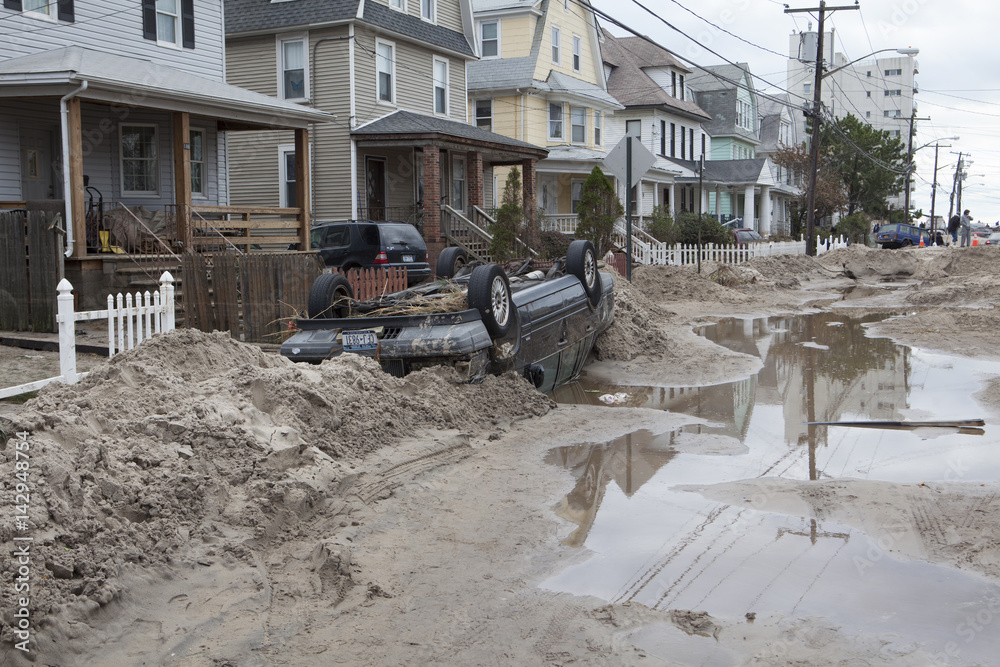 NEW YORK - October 31:Destroyed homes in Far Rockaway after Hurricane Sandy October 29, 2012 in New York City, NY
