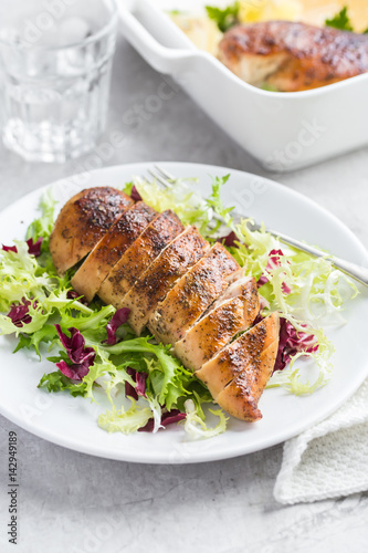 roasted  chicken breast with fresh salad