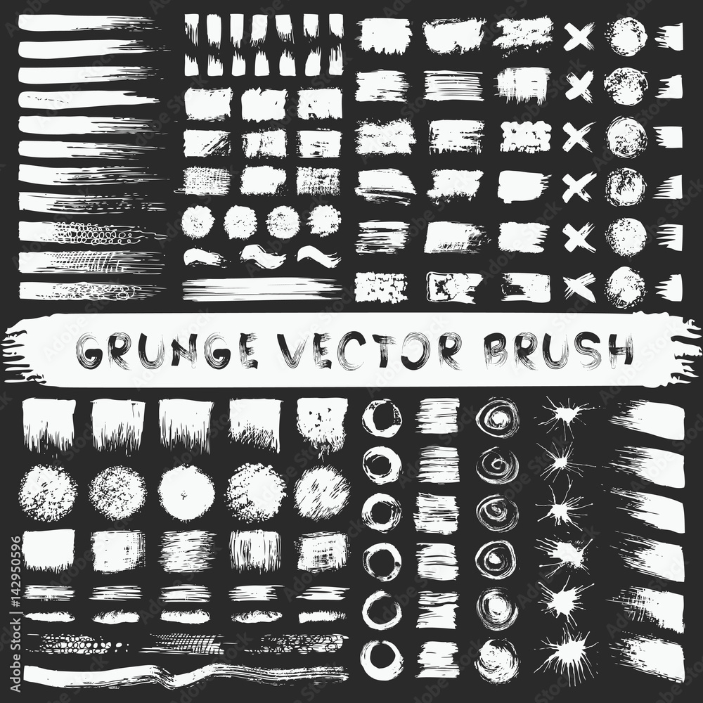 Grunge stripes mega set. Black labels, paint texture. Brush strokes vector. Background handmade design elements.