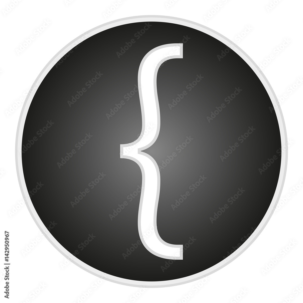 vector image button with the sign of the left brace