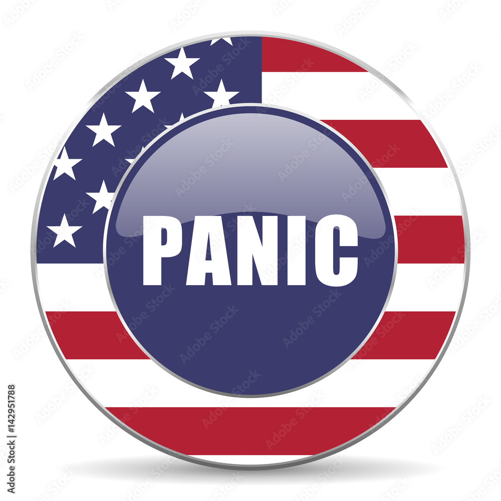 Panic usa design web american round internet icon with shadow on white background.