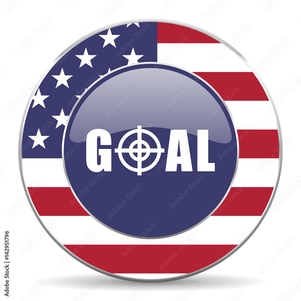 Goal usa design web american round internet icon with shadow on white background. Goal usa design web american round internet icon with shadow on white background.