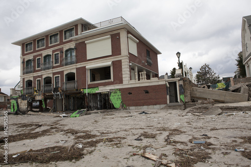 NEW YORK - October 31:Destroyed homes in Far Rockaway after Hurricane Sandy October 29, 2012 in New York City, NY