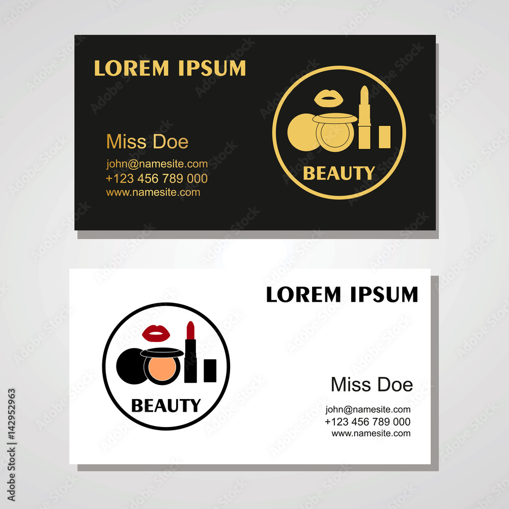 Beauty salon. Beauty, makeup, care. Cute design of business cards for beauty salon. Vector design Beauty salon. Beauty, makeup, care. Cute design of business cards for beauty salon. Vector design