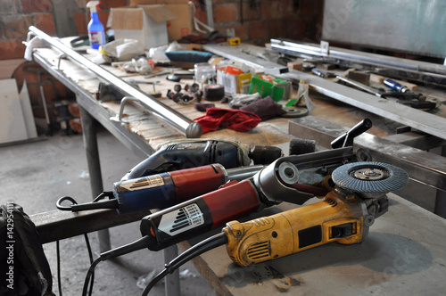 Electric tools  on work table
