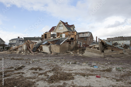 NEW YORK - October 31:Destroyed homes in Far Rockaway after Hurricane Sandy October 29, 2012 in New York City, NY