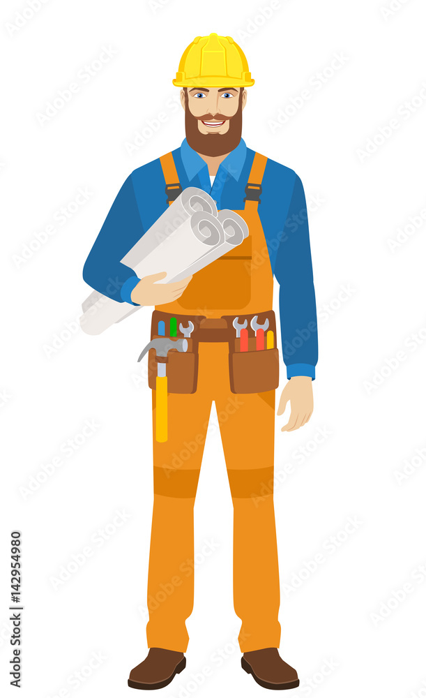 Worker holding the project plans