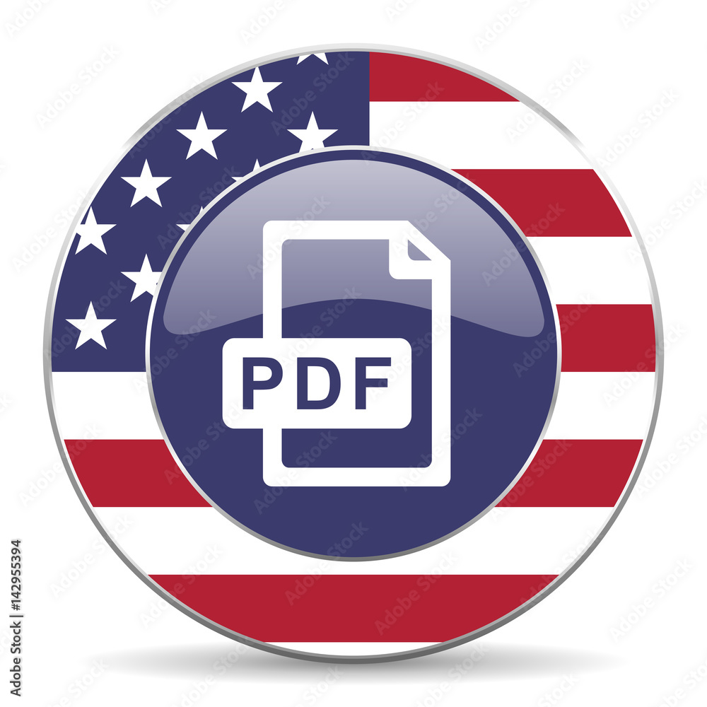 Pdf file usa design web american round internet icon with shadow on white background. Pdf file usa design web american round internet icon with shadow on white background.