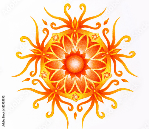 Fotografija color ornamental mandala on white paper background