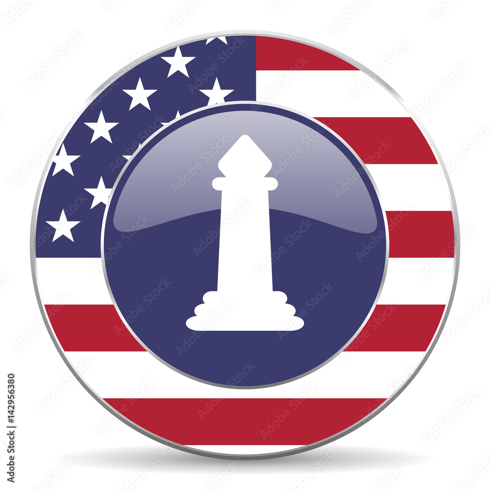 Chess usa design web american round internet icon with shadow on white background. Chess usa design web american round internet icon with shadow on white background.