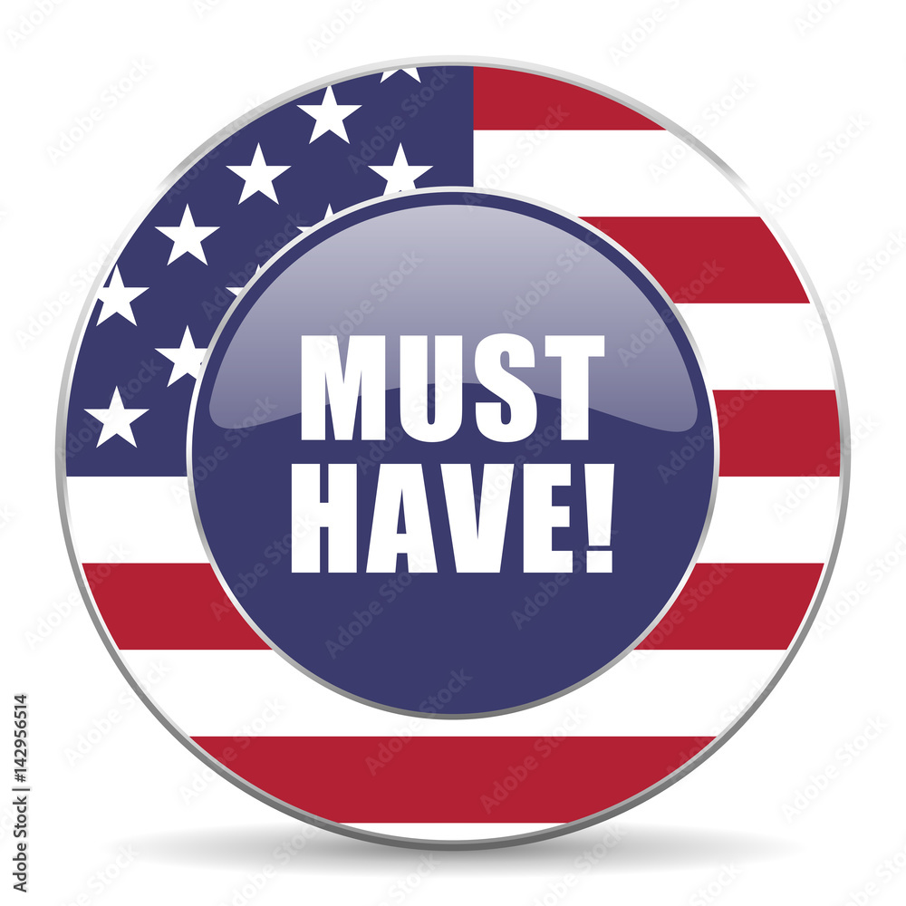 Must have usa design web american round internet icon with shadow on white background. Must have usa design web american round internet icon with shadow on white background.