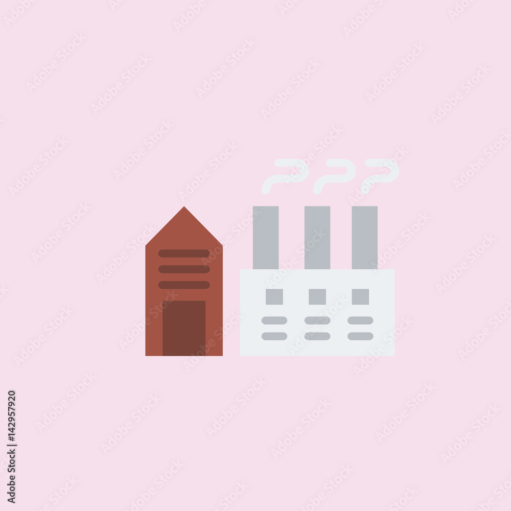 Fototapeta premium Factory building icon. flat design