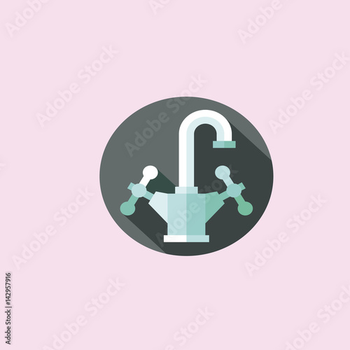 water tap with two plastic handles icon. flat design