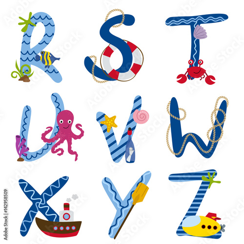 alphabet nautical from R to Z - vector illustration, eps
