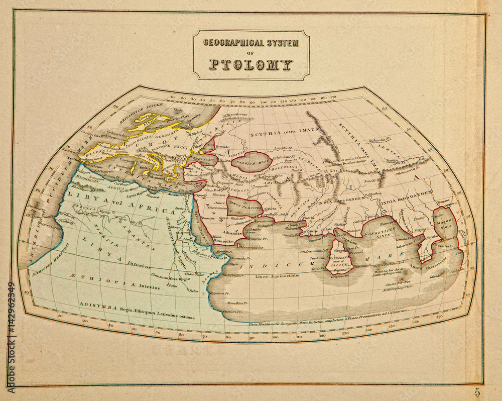Obraz premium Ancient map of the world . Published by George Philip and son at London 1857 and are not subject to copyright.