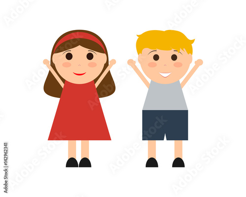 Cartoon boy and girl on a white background vector