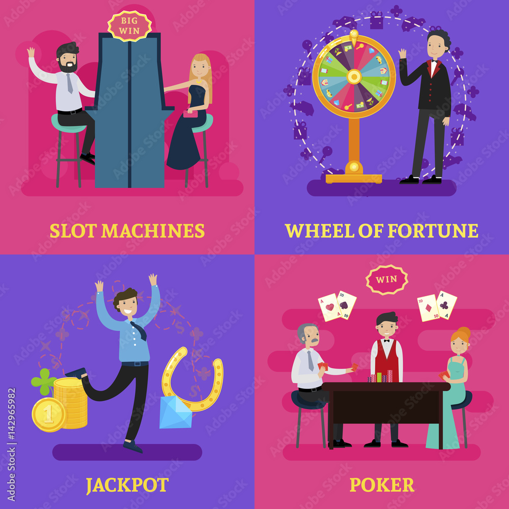 Fototapeta premium People In Casino Square Concept