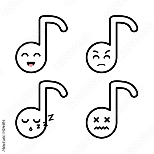 Set of outline note emoticon