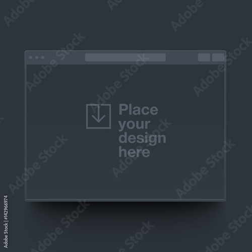 Black vector clay render browser mock up.