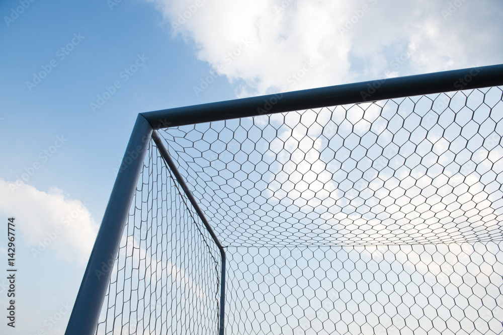 soccer goal against cloudy sky background.. soccer goal against cloudy sky background..