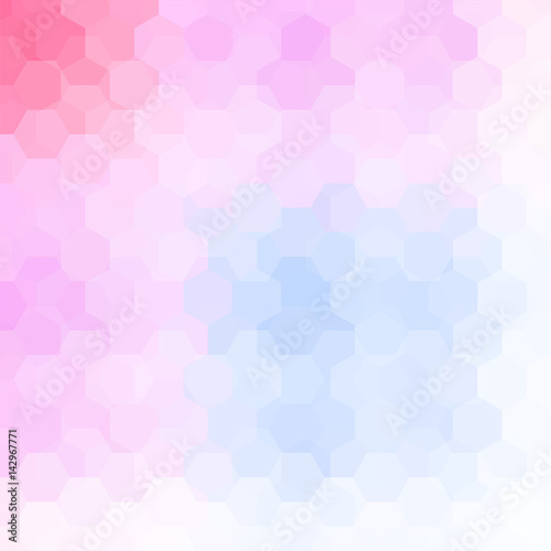 Background of geometric shapes. Mosaic pattern. Vector EPS 10. Vector illustration. Pink, blue, white colors.