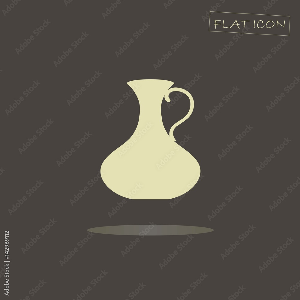 Light jug with ear on black, flat icon vector illustration Light jug with ear on black, flat icon vector illustration